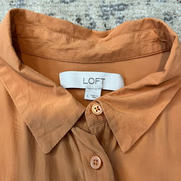 Set of 2 LOFT Short Sleeve Blouses, Green and Yellow-Peach, size Large - Picture 6 of 13